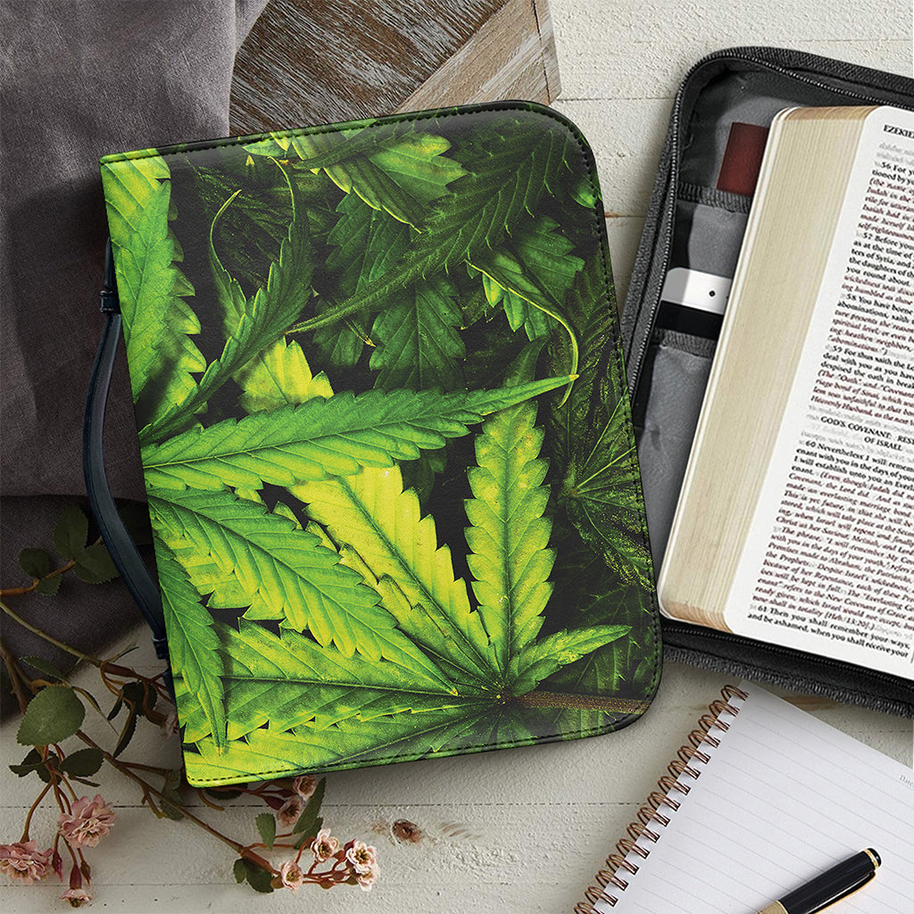 Cannabis Print Leather Bible Cover