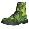 Cannabis Print Lace-Up Boots