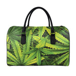 Cannabis Print Leather Duffle Bag