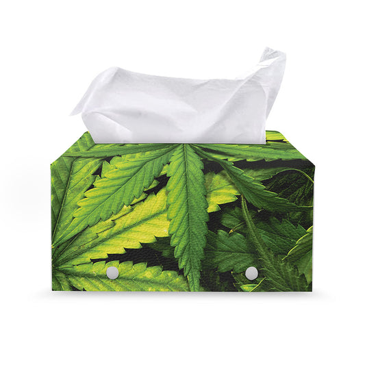 Cannabis Print Leather Tissue Box Cover