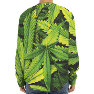 Cannabis Print Long Sleeve Baseball Jersey