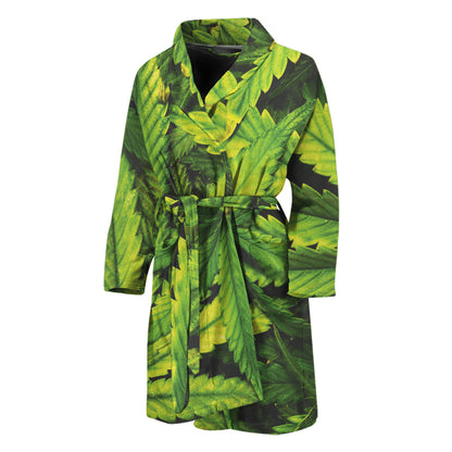Cannabis Print Men's Bathrobe