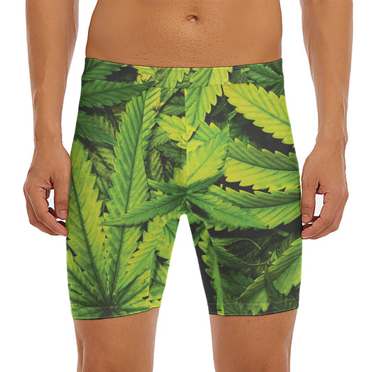 Cannabis Print Men's Long Boxer Briefs