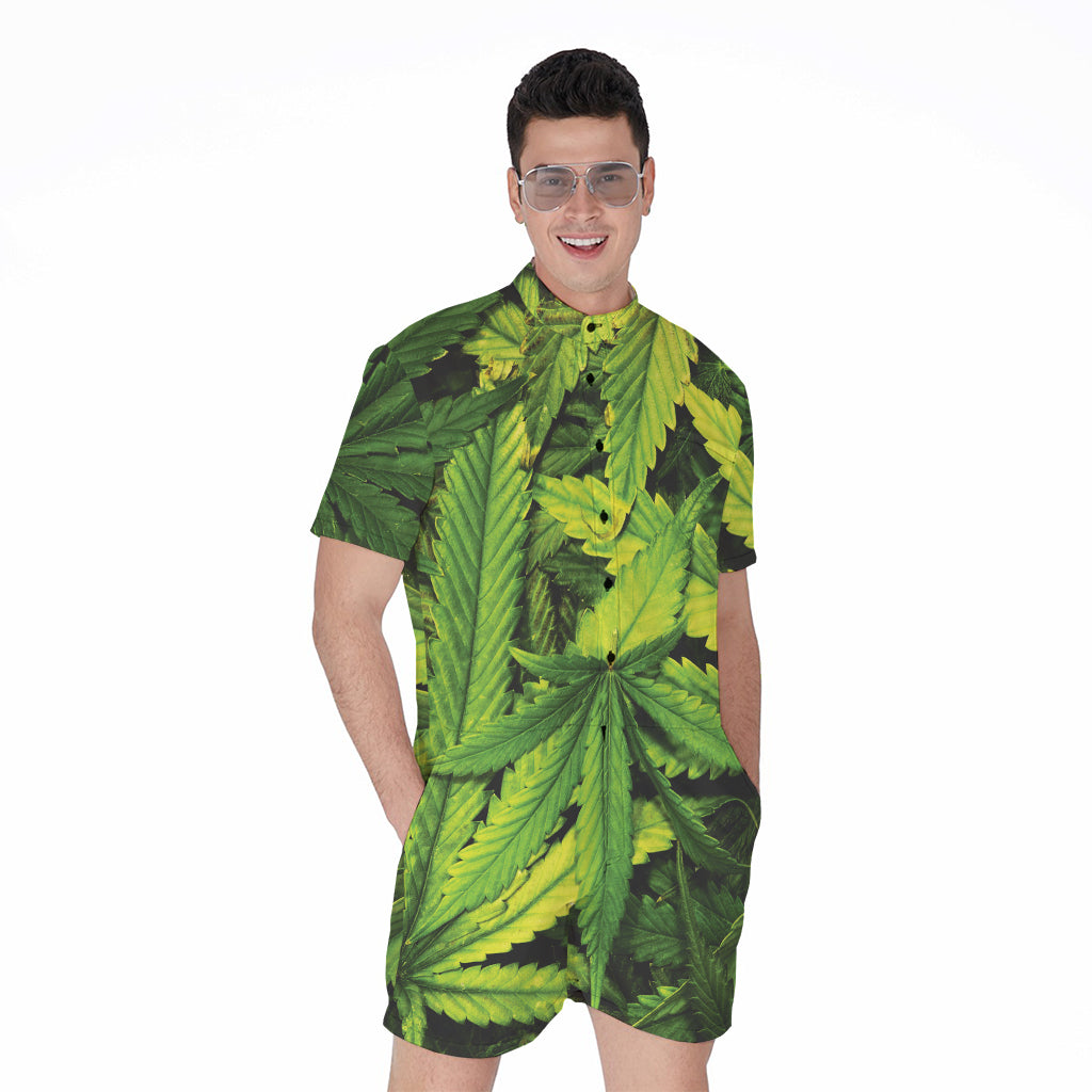 Cannabis Print Men's Rompers