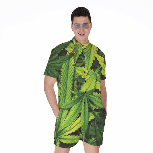Cannabis Print Men's Rompers