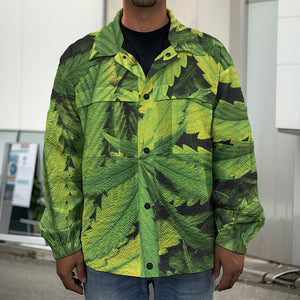 Cannabis Print Men's Shirt Jacket