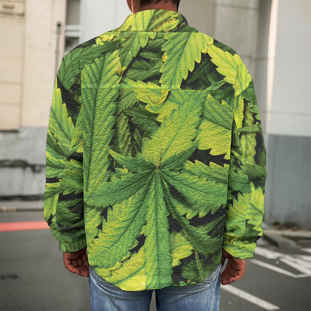 Cannabis Print Men's Shirt Jacket