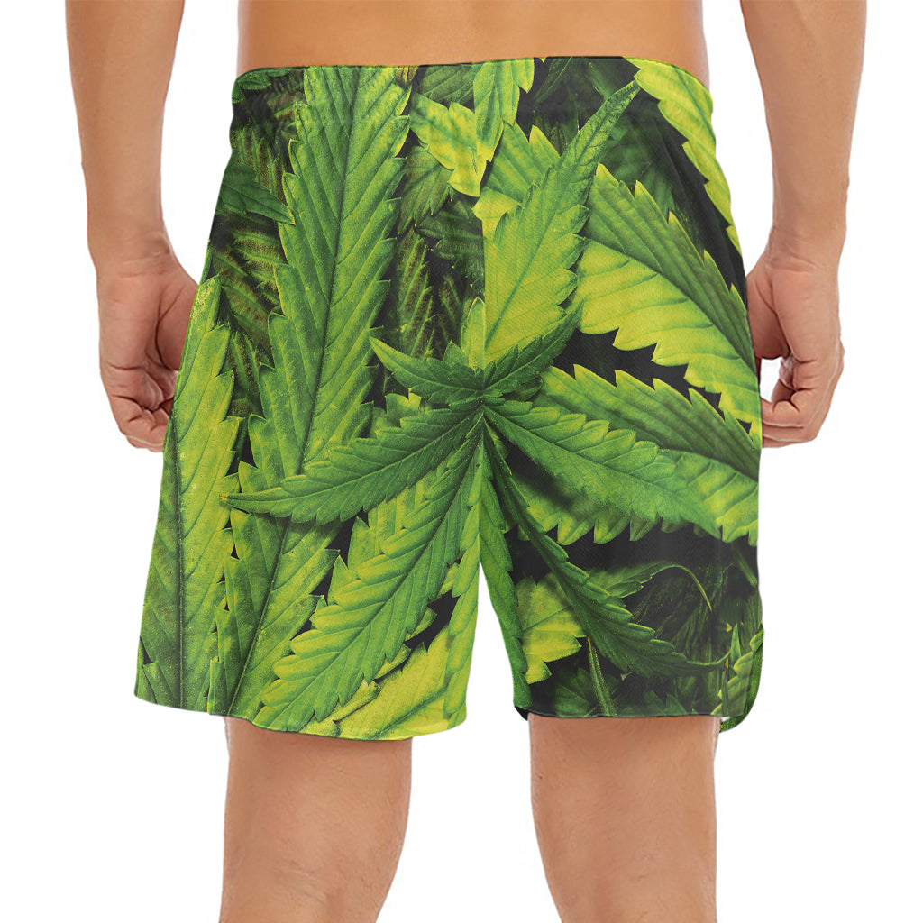 Cannabis Print Men's Split Running Shorts