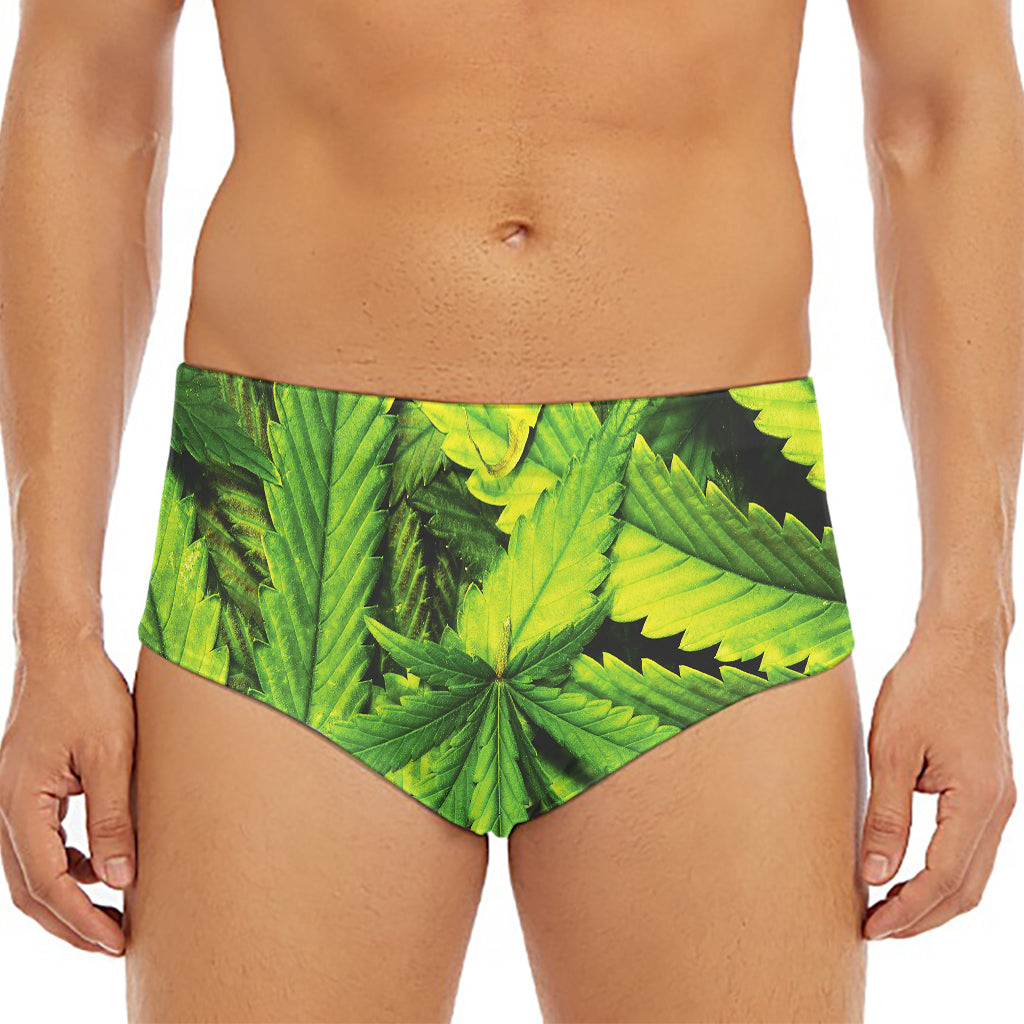 Cannabis Print Men's Triangle Swim Briefs
