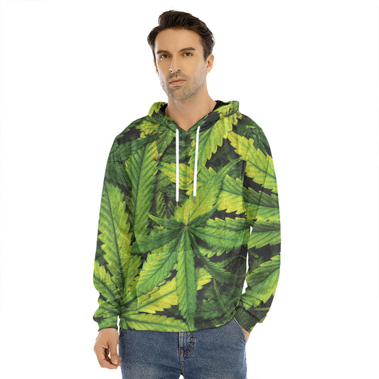 Cannabis Print Men's Velvet Pullover Hoodie