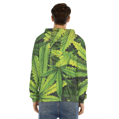 Cannabis Print Men's Velvet Pullover Hoodie