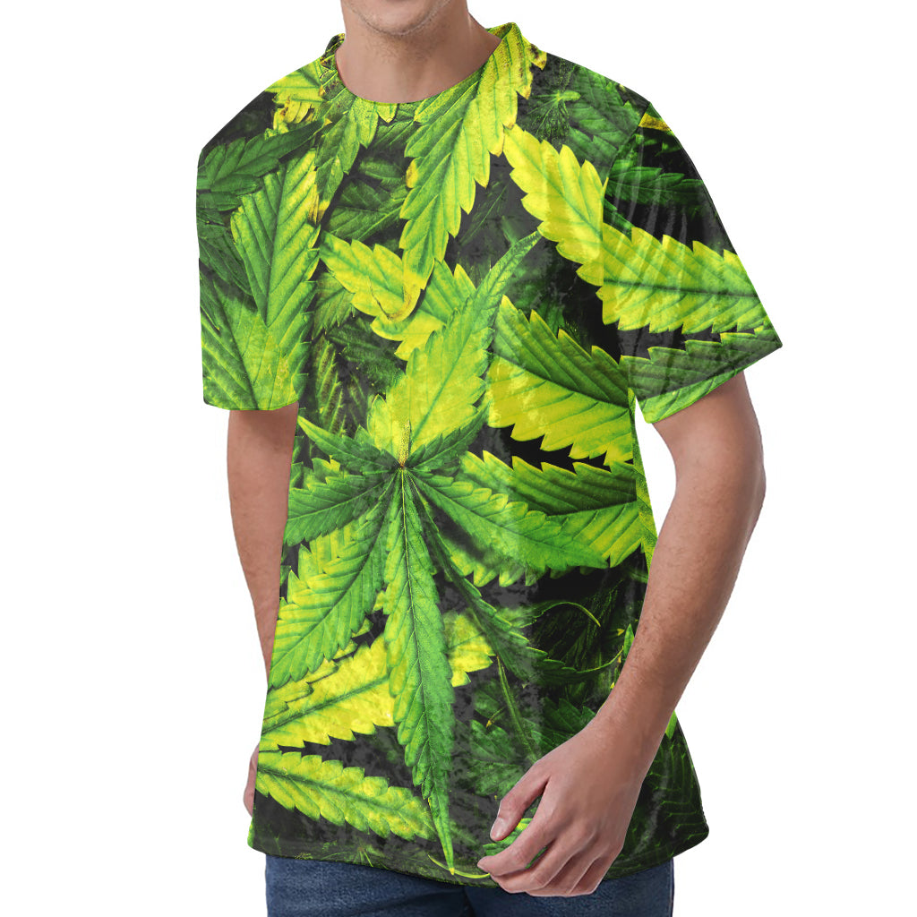 Cannabis Print Men's Velvet T-Shirt