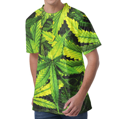 Cannabis Print Men's Velvet T-Shirt