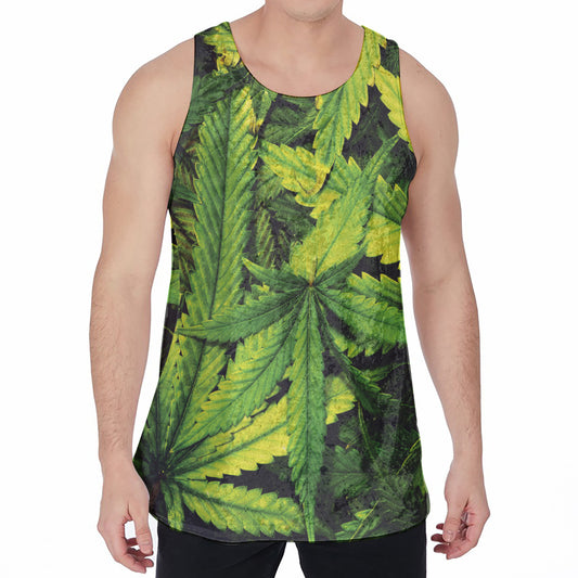 Cannabis Print Men's Velvet Tank Top