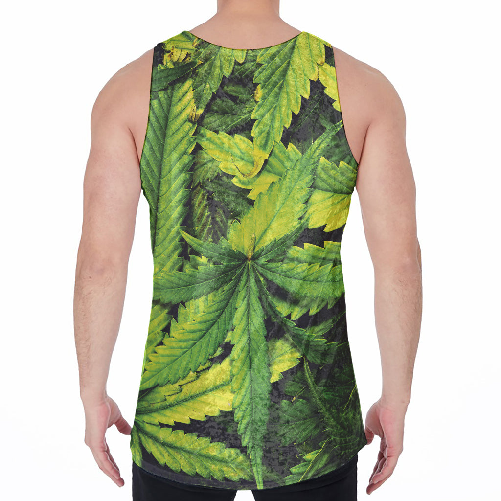 Cannabis Print Men's Velvet Tank Top