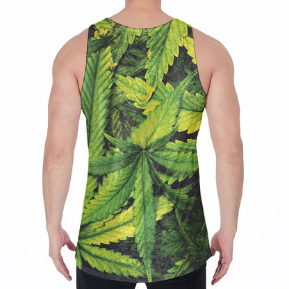 Cannabis Print Men's Velvet Tank Top