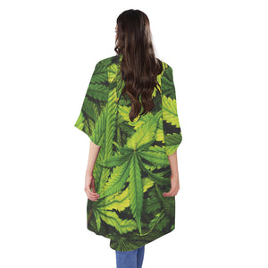 Cannabis Print Open Front Beach Cover Up