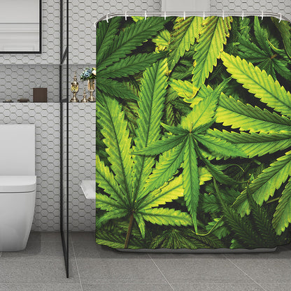 Cannabis Print Polyester Shower Curtain