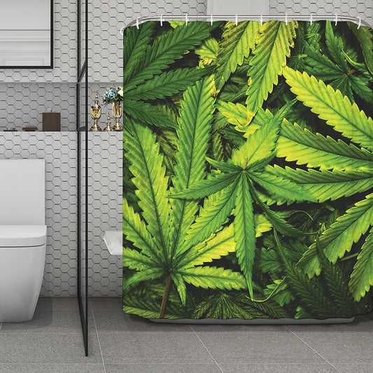 Cannabis Print Polyester Shower Curtain