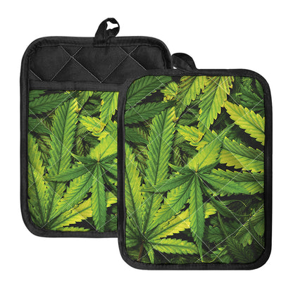 Cannabis Print Pot Holders With Pocket