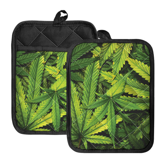 Cannabis Print Pot Holders With Pocket