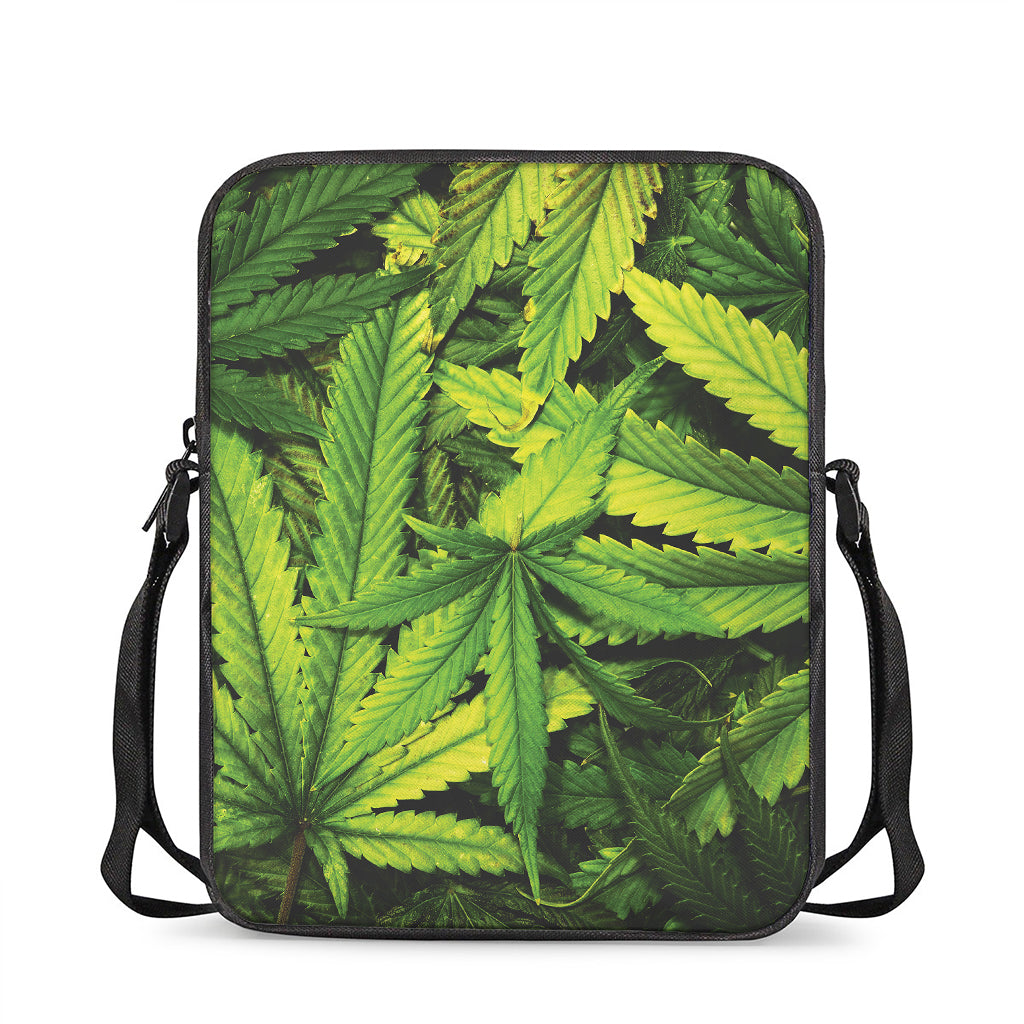 Cannabis Print Rectangular Crossbody Bag