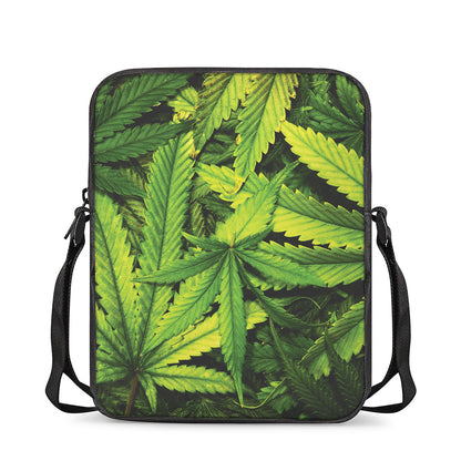 Cannabis Print Rectangular Crossbody Bag