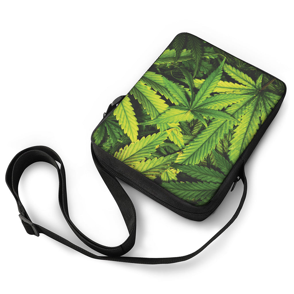 Cannabis Print Rectangular Crossbody Bag