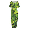 Cannabis Print Short Sleeve Long Nightdress