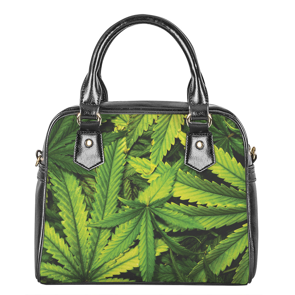 Cannabis Print Shoulder Handbag