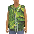 Cannabis Print Sleeveless Baseball Jersey