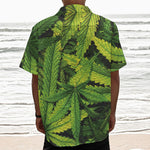 Cannabis Print Textured Short Sleeve Shirt