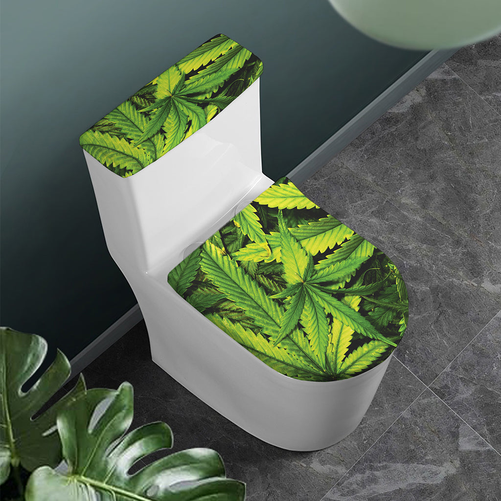 Cannabis Print Toilet Lid And Tank Cover Set