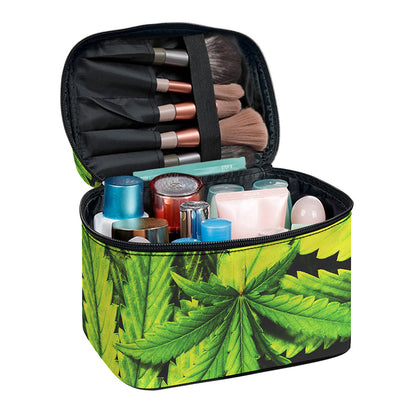 Cannabis Print Travel Makeup Bag