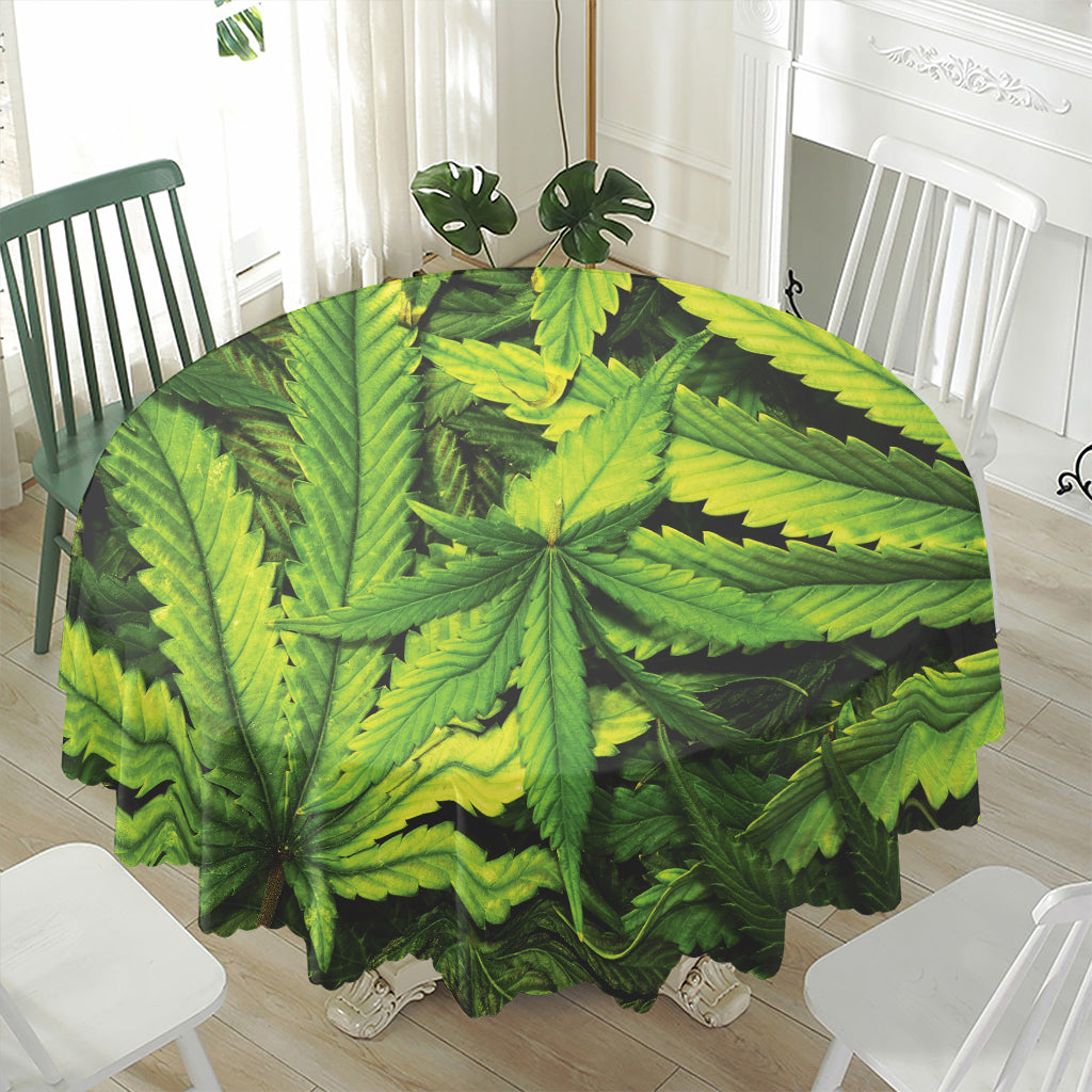 Cannabis Print Waterproof Round Tablecloth