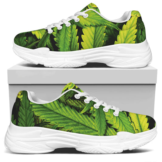 Cannabis Print White Chunky Shoes