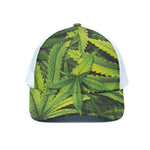 Cannabis Print White Mesh Trucker Cap