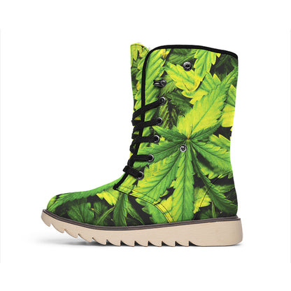 Cannabis Print Winter Boots