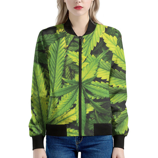 Cannabis Print Women's Bomber Jacket