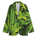 Cannabis Print Women's Cotton Blazer