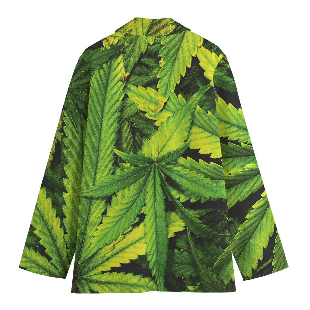 Cannabis Print Women's Cotton Blazer