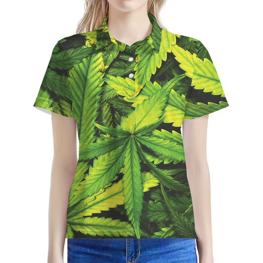 Cannabis Print Women's Polo Shirt