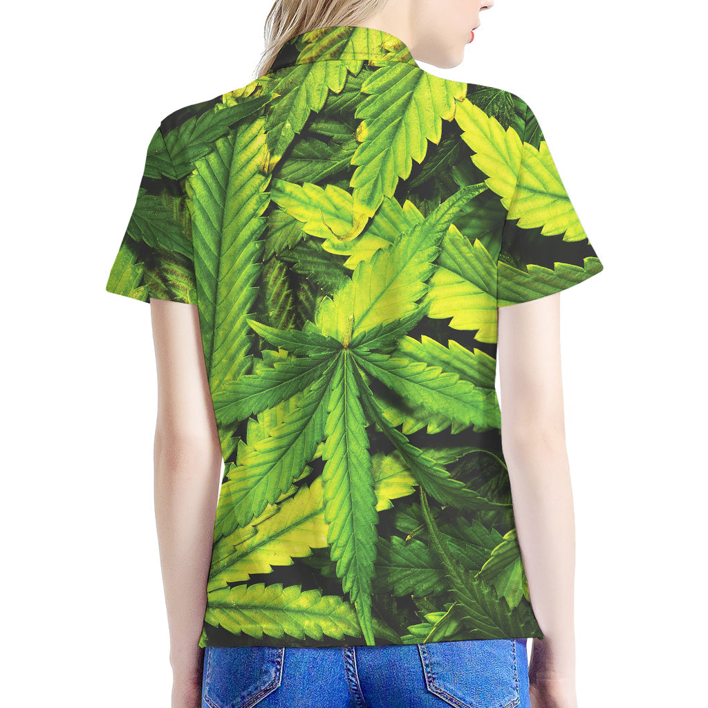 Cannabis Print Women's Polo Shirt