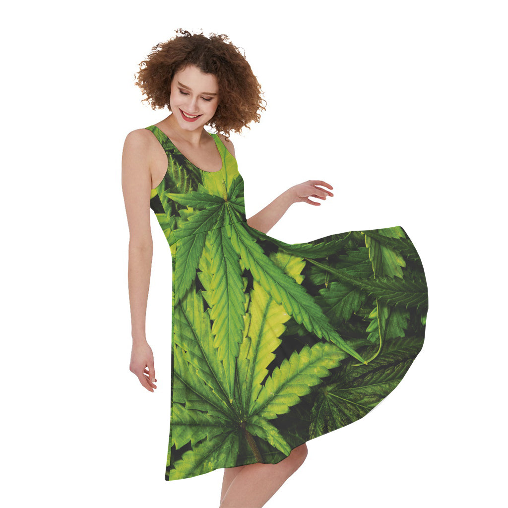 Cannabis Print Women's Sleeveless Dress