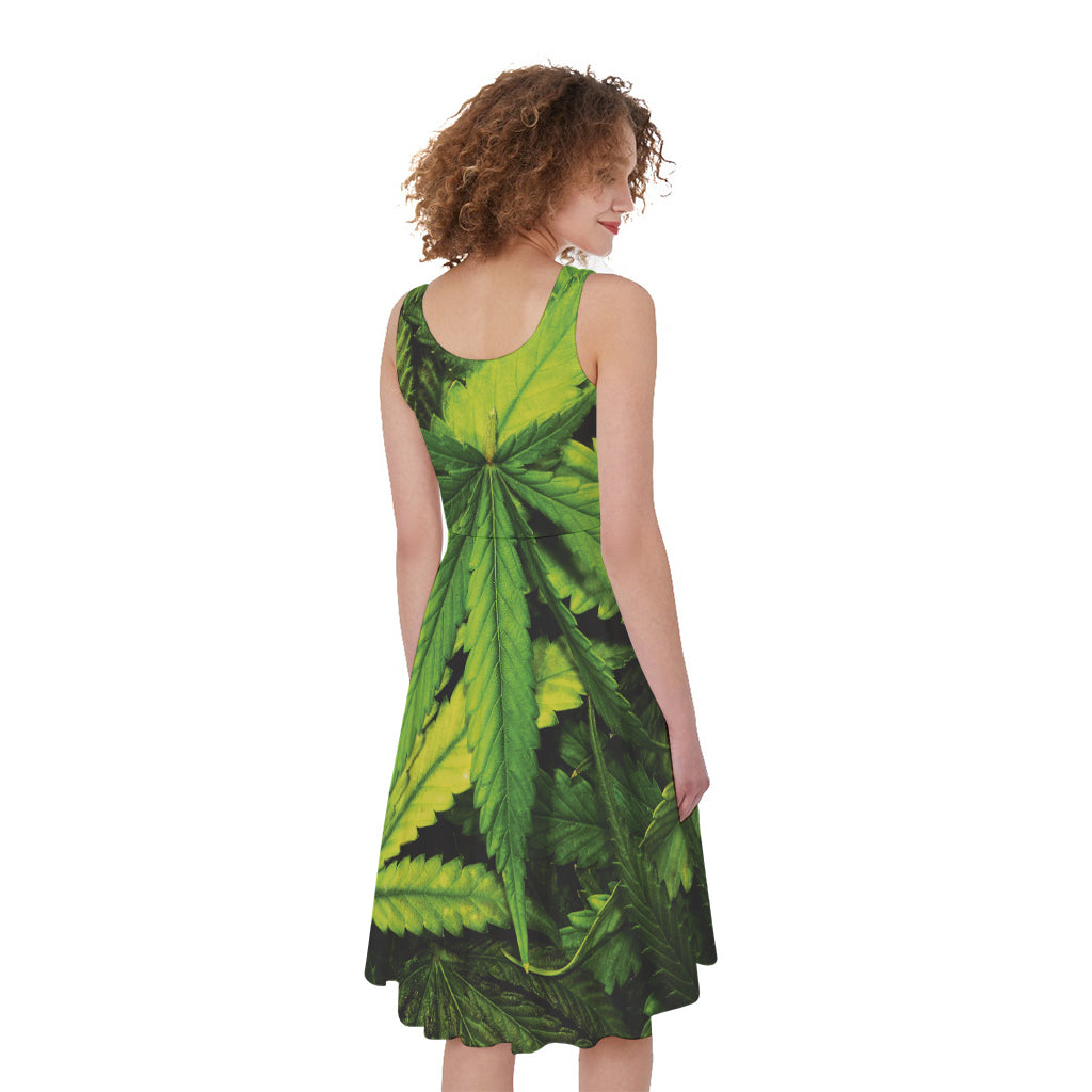 Cannabis Print Women's Sleeveless Dress