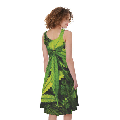Cannabis Print Women's Sleeveless Dress
