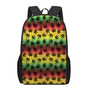 Cannabis Rasta Pattern Print 17 Inch Backpack