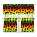 Cannabis Rasta Pattern Print 3 Piece Kitchen Curtains