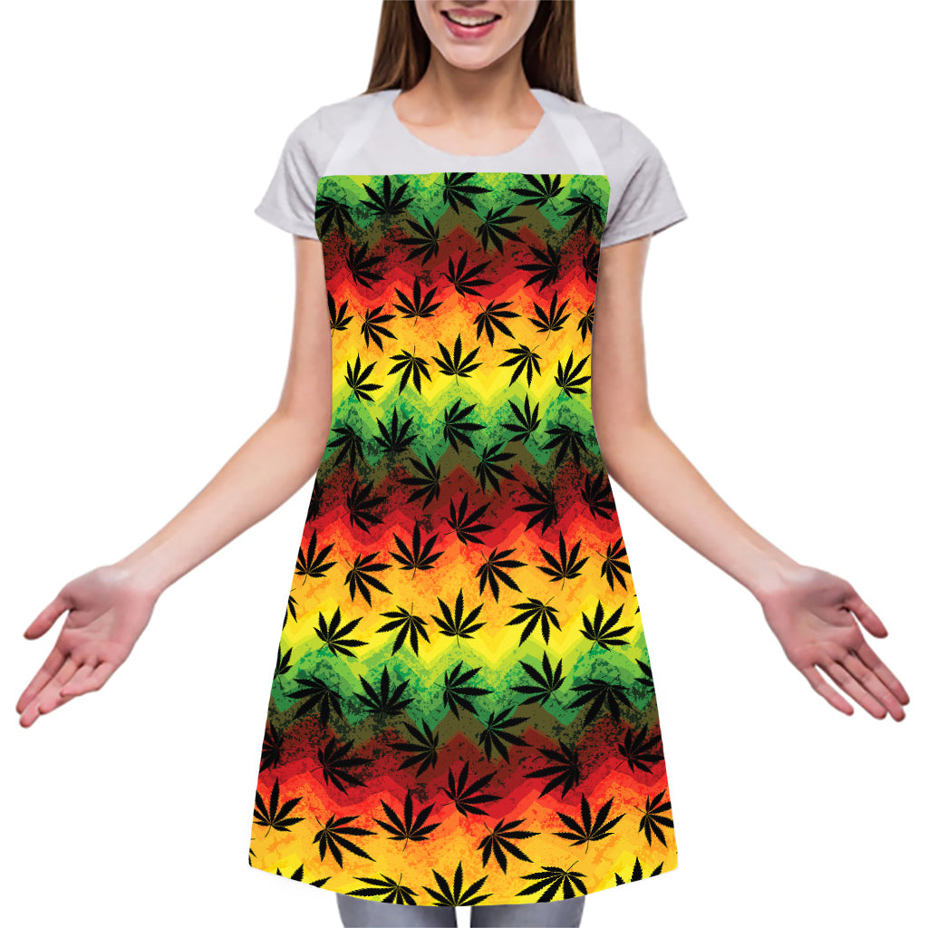 Cannabis Rasta Pattern Print Adjustable Apron