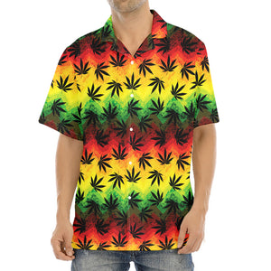 Cannabis Rasta Pattern Print Aloha Shirt